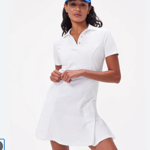 Outdoor Voices Sport Dress in White Cotton Pique, Size XS